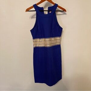 Lilly Pulitzer Royal Blue Sleeveless Midi Dress with Cream Crochet Detail